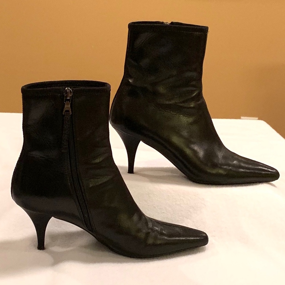 Prada Black Leather Booties Size 36.5 (6.5 US)